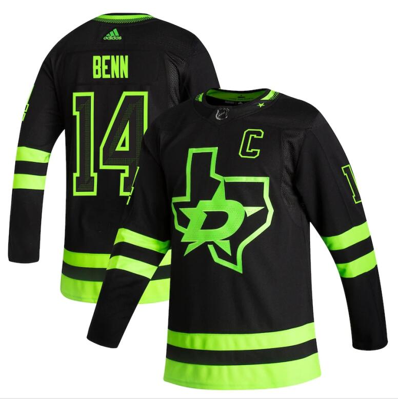 2021 Adidias Dallas Stars #14 Jamie Benn Black Men Reverse Retro Alternate NHL Jersey